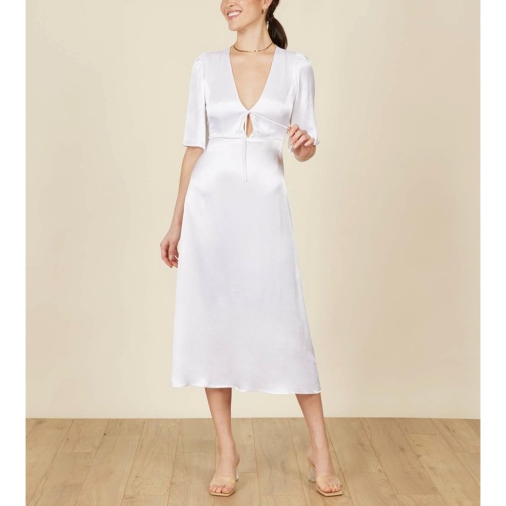 Park & Fifth Kendal tie midi dress white satin